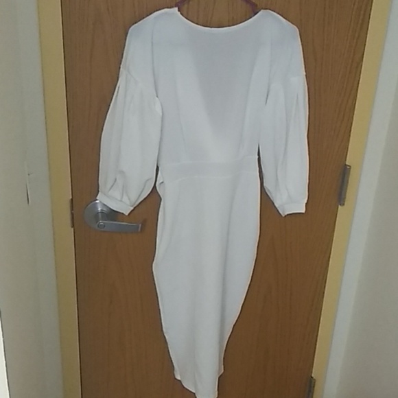 Women's White Evening Wrap Dress - Picture 2 of 2